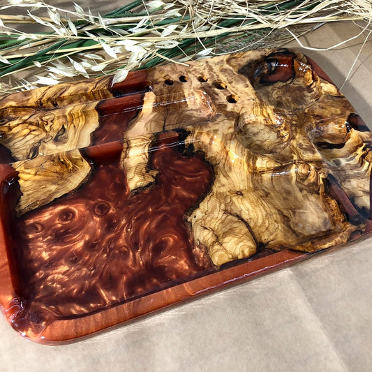 Mystic Olive Wood Rolling Tray