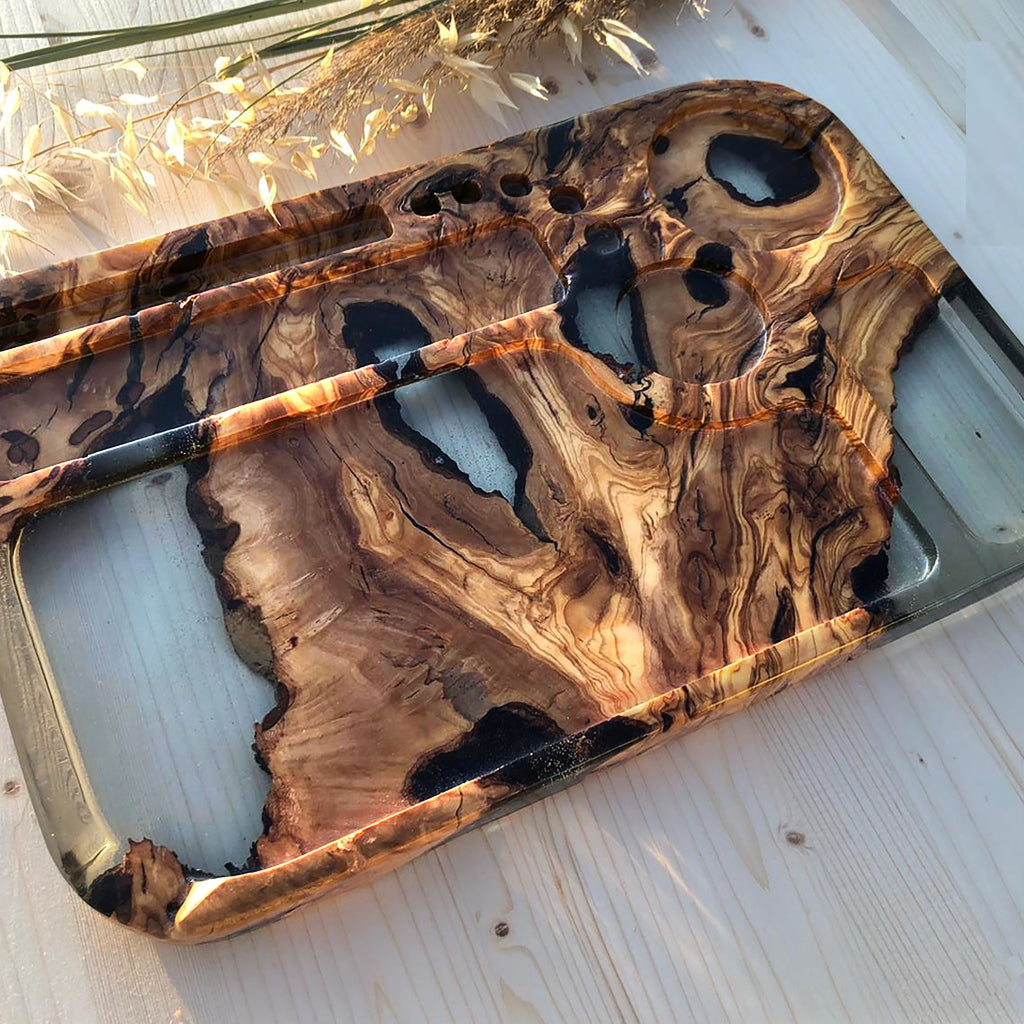 Aurora Olive Wood Resin Tray