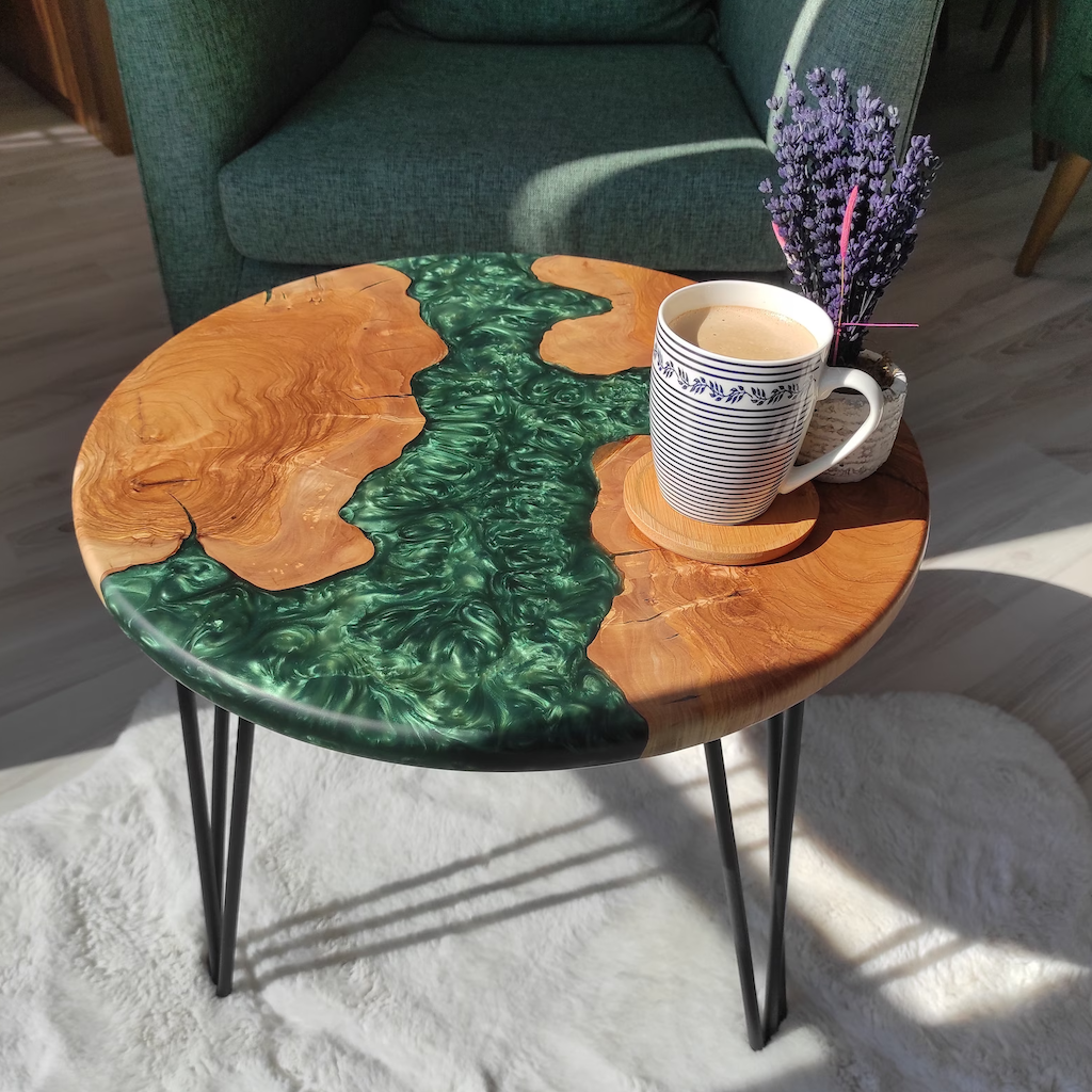 Azure Abyss Wood & Resin Coffee Table