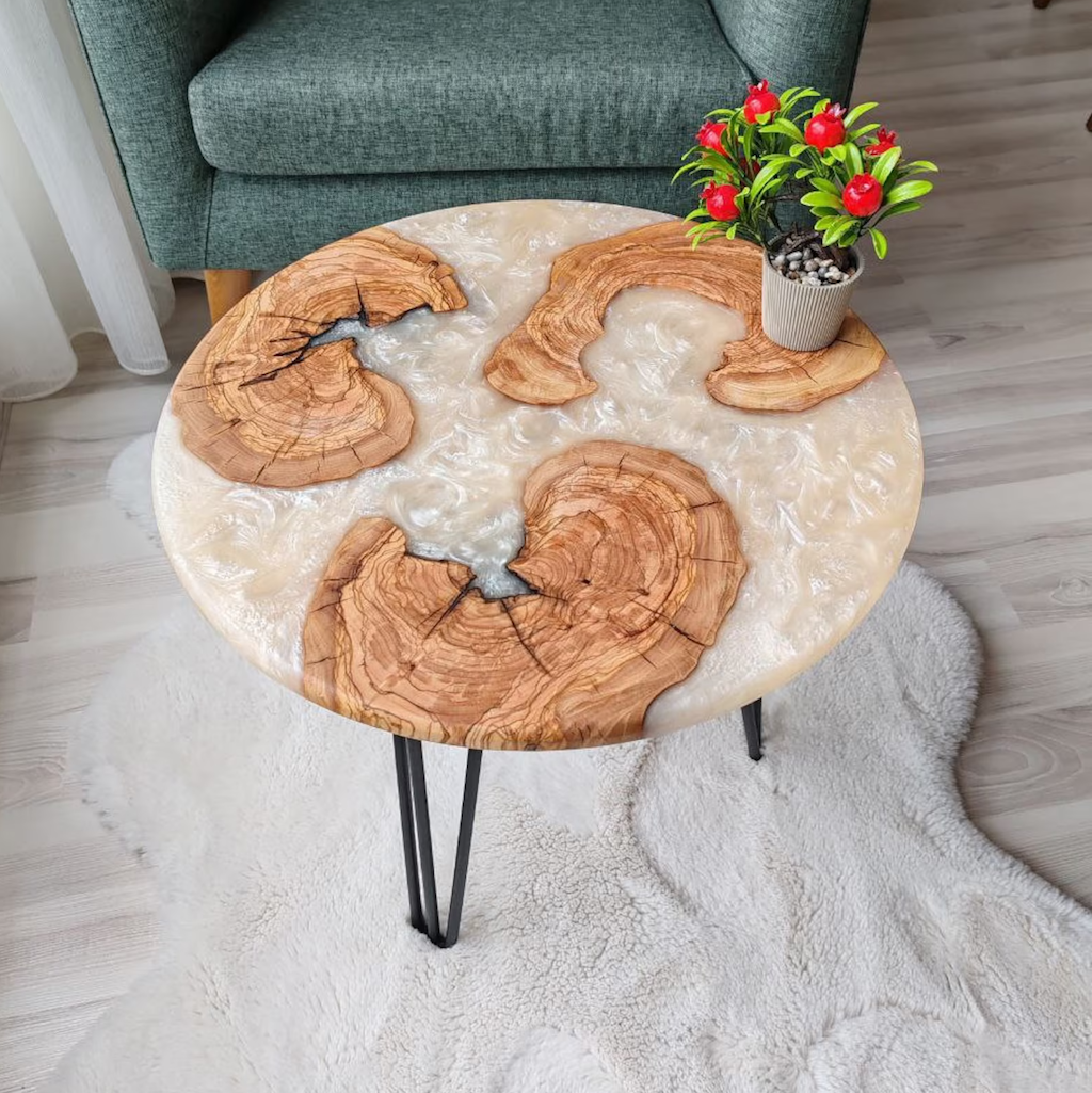 Azure Abyss Wood & Resin Coffee Table